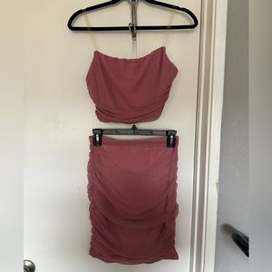 Two piece pink skirt set